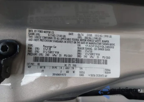 2016 Ford Focus Titanium from USA, damaged, VIN 1FADP3N21GL346002